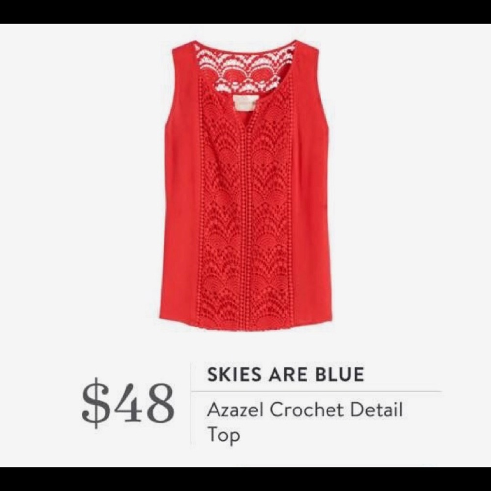 Skies Are Blue Red Lace Top